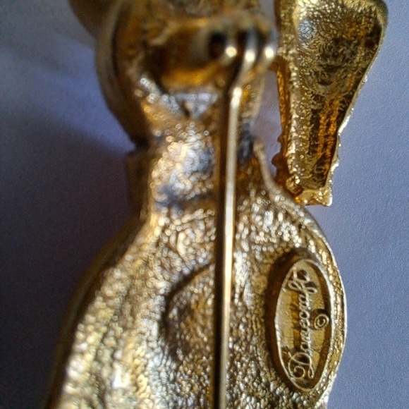 Vtg DANECRAFT Frosty Snowman bejeweled gold tone Brooch pin winter holiday - Picture 5 of 5